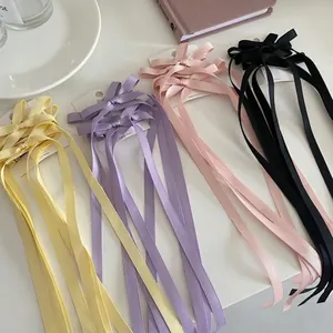 Elegantes Satinband-Schleifen-Haarclip-Set in Pastellfarben für Mädchen und Frauen