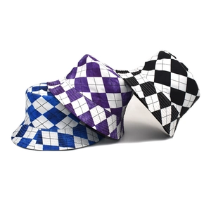 Classic checkered bucket hats for women and men in blue, purple, and black stylish patterns