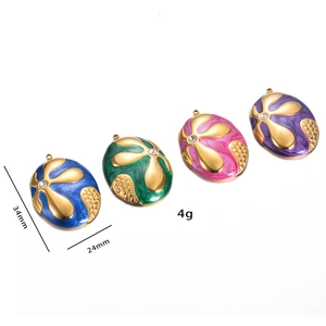 Pendenti floreali in smalto in quattro colori con cristalli e dimensioni specificate