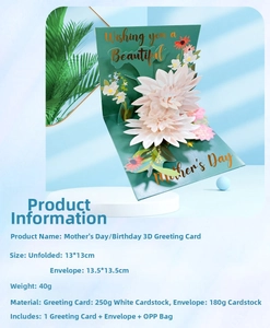 Detail of 3D Mother's Day pop-up card featuring intricate paper flowers and gold foil accents