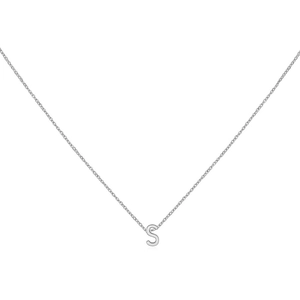 Minimalist 18K silver-plated necklace featuring a bold uppercase letter S pendant