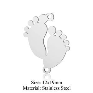 Poliertes Baby-Fußabdruck-Anhänger aus Edelstahl 12x19mm für DIY-Schmuckherstellung