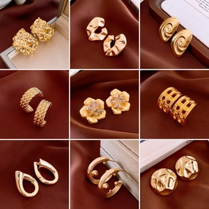 Geometric Flower Earrings Alloy Statement Jewelry Vintage Style For Women With 925 Sterling Silver Earring Post