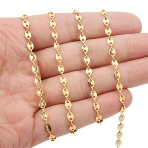 18k gold plated stainless steel coffee bean chain necklace for jewelry making