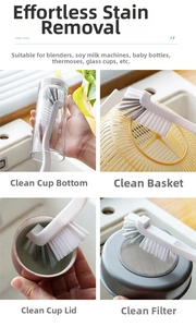 L-shaped multipurpose brush for deep cleaning cup bottoms and filter mesh gaps