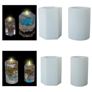 Silicone Mold For DIY Candle Making Resin Art Cylindrical Hexagonal Column Shapes Flexible Durable Crafting Tool Translucent