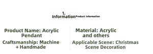 Detailed specification sheet for acrylic Christmas tree ornaments with product parameters