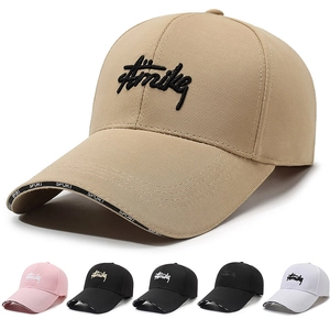 Baseball Cap Polyester Extended Brim Letter Embroidery Adjustable Outdoor Sports Sun Protection Trendy Casual For Men Women