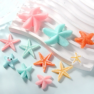 Colorful resin starfish accessories in various sizes for DIY hair clips and jewelry