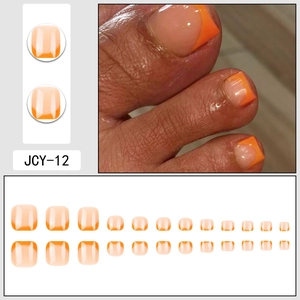 Glänzende orangefarbene French-Tip Press-on Zehennägel JCY-12 mit 24 Stück in Sets