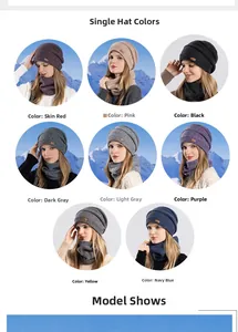 Ensemble bonnet en tricot et tour de cou pour femme disponible en 8 coloris variés