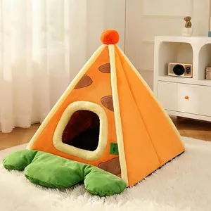 Cama para mascotas con forma de zanahoria, espuma viscoelástica 3D y felpa suave cálida
