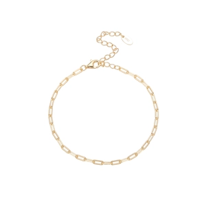 Detail of adjustable gold S925 sterling silver rectangular link bracelet with lobster clasp