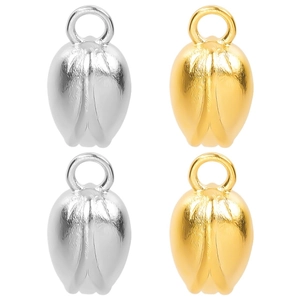 Tulip Flower Bud Charms 304 Stainless Steel Vacuum Plated DIY Jewelry Making Accessories Retro Minimalist Style
