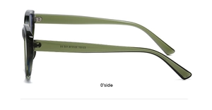 Detailed side view of E5167 vintage cat-eye glasses with CE mark and size specs