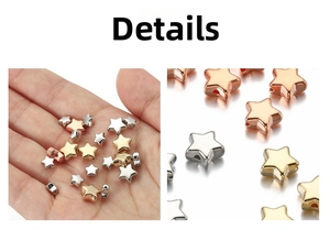 Macro detail of star-shaped CCB spacer beads for DIY jewelry in gold and silver