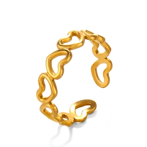 Minimalist gold cutout heart ring made of stainless steel with a high-polish finish