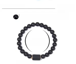 Size specifications of 8mm matte black agate beaded zodiac bracelet for couples