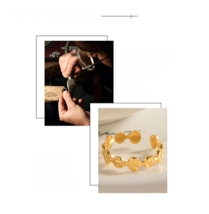 Detail showing 18k gold plated stainless steel ring with vacuum plating finish