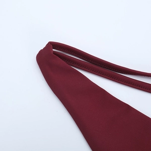 Macro shot of wine red fabric texture and reinforced double stitching on strap