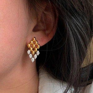 Boucles d'oreilles géométriques losange étincelantes avec zircon pour femmes élégantes