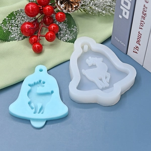 Christmas bell silicone mold with reindeer pattern for DIY resin and baking projects