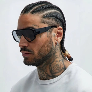 Oversized Shield Sunglasses UV400 One-Piece Fashion Frame Cycling Sports Eyewear For Men Women Plastic PC Lens Retro