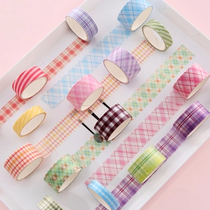 Creative Korean style grid pattern washi tape set for DIY stationery and journaling