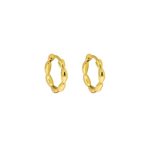 Minimalist S925 sterling silver gold plated rice bead earrings with olive texture