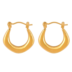 Boucles d'oreilles créoles en U en acier inoxydable doré avec finition brillante