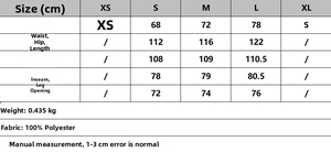 Detailed size chart for pleated casual trousers showing waist and length measurements