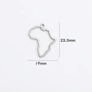18K gold plated stainless steel Africa map pendant with dimensions 19mm by 23.5mm