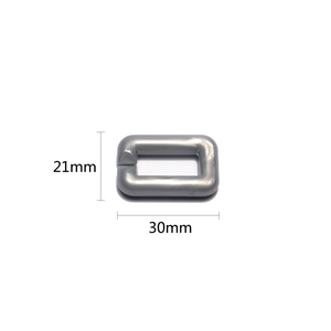 Detailed size specifications for gray acrylic link showing 30mm length and 21mm width