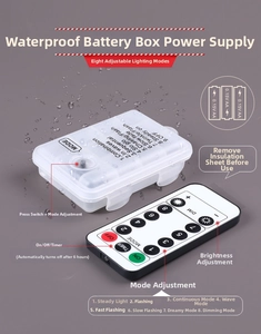 Waterproof AA battery box and remote control with 8 modes for LED star lights