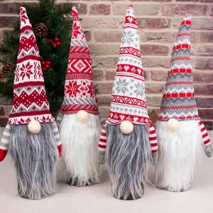 Knitted Christmas Gnome Wine Bottle Covers Faceless Old Man Long Beard Nordic Scandinavian Holiday Party Table Decor