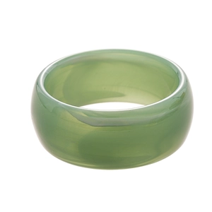 Vintage green acrylic striped geometric round bangle with a polished marble-like finish