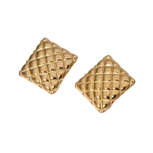 Quilted geometric diamond stud earrings in 18k gold plated titanium stainless steel