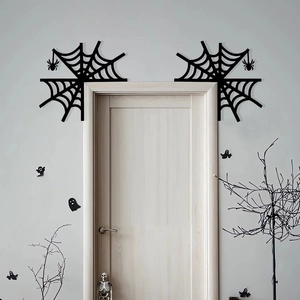 Décoration Angle Porte Halloween Feutre Paillettes Chauve-Souris Toile Araignée Silhouette Ornement Fenêtre
