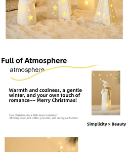 Glow of white ceramic snowman and star-shaped night light for Christmas decor