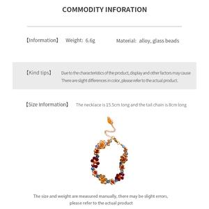 Spécifications du collier de fleurs perlées avec chaîne 15,5cm et perles en verre