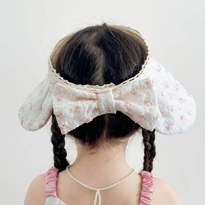 Chapeau de soleil floral pour filles avec grand nœud et dentelle pour protection UV