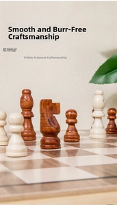Detailed close-up of polished wooden chess pieces with smooth finish and rounded edges