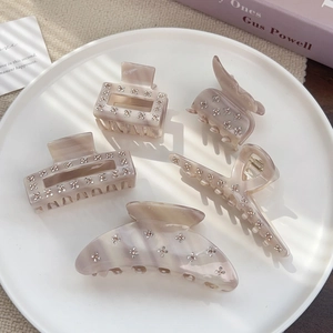 Butterfly Hair Claw Clip Acetate Rhinestone Large Shark Grip Hair Accessories Elegant French Style Hair Clamp For Women