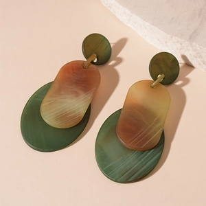 Boucles Oreilles Géométriques Acrylique Alliage Tige Argent Style Rétro Exagéré Bijoux Déclaration Pour Femmes