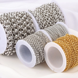 Bulk rolls of gold and silver stainless steel round link chains for jewelry making