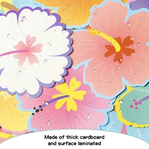 Macro shot of colorful hibiscus paper flowers with waterproof coating and water droplets