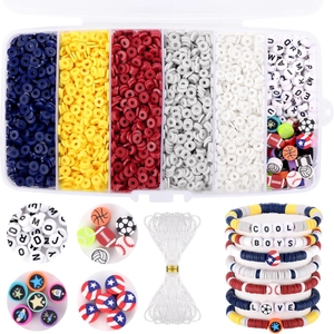 Flat polymer clay beads and alphabet charms kit for DIY Bohemian jewelry making sets