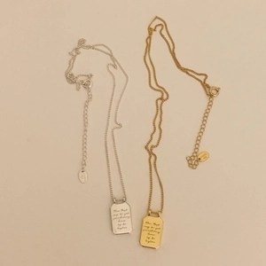 925 Sterling Silver Necklace With Engraved Inspirational Quote Rectangle Pendant Minimalist Geometric Korean Style For Women