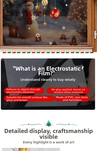 Détails des autocollants de Noël en PVC avec motifs de bonhomme de neige et flocons