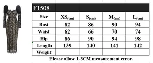 Size chart for lace mermaid dress with bust, waist, hip and length measurements in centimeters